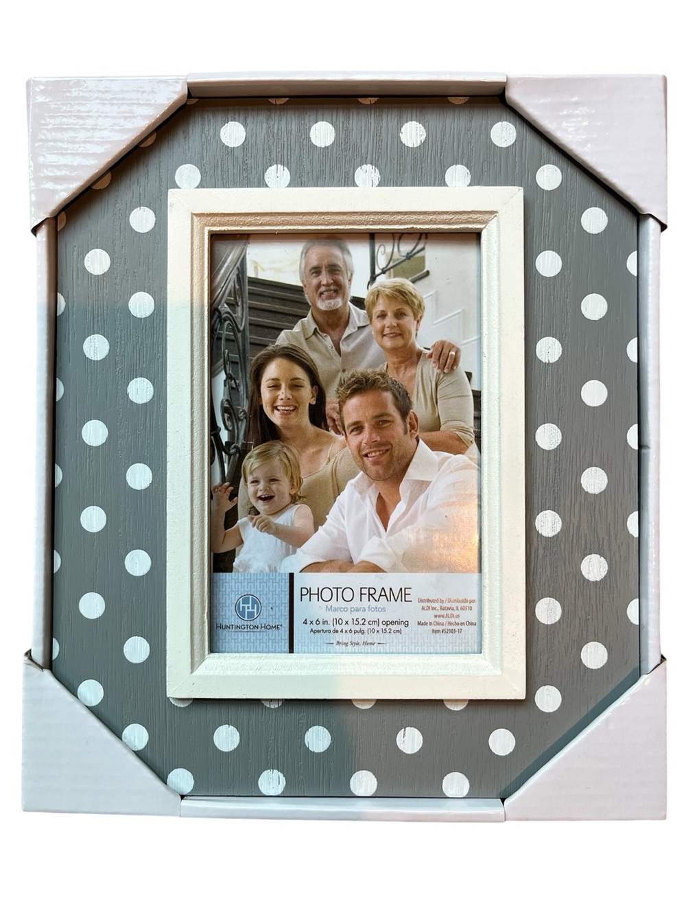 Huntington Home Gray Polka Dot Photo Frame